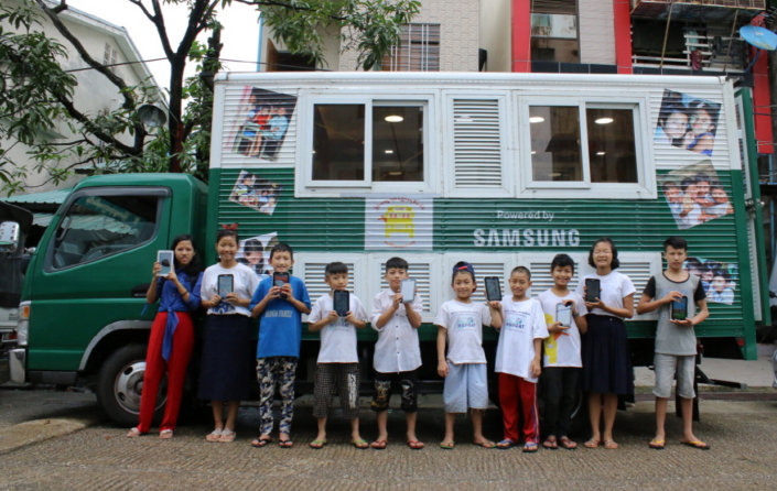 Samsung mobile education buses in Myanmar